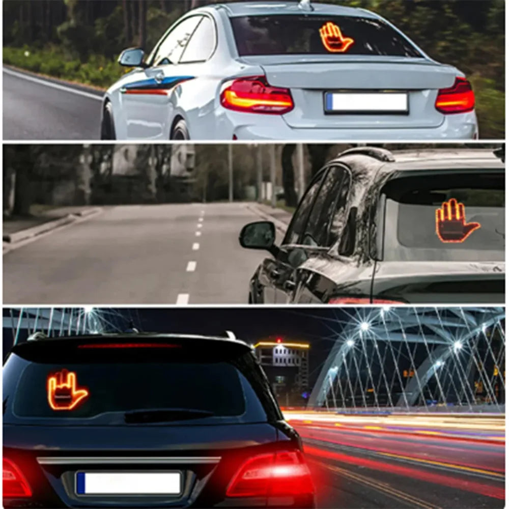 1 Set Car Finger Light with Remote Control Cool Funny Car Interior Light Finger up LED Middle Finger Hand Lamp Car Accessories 1
