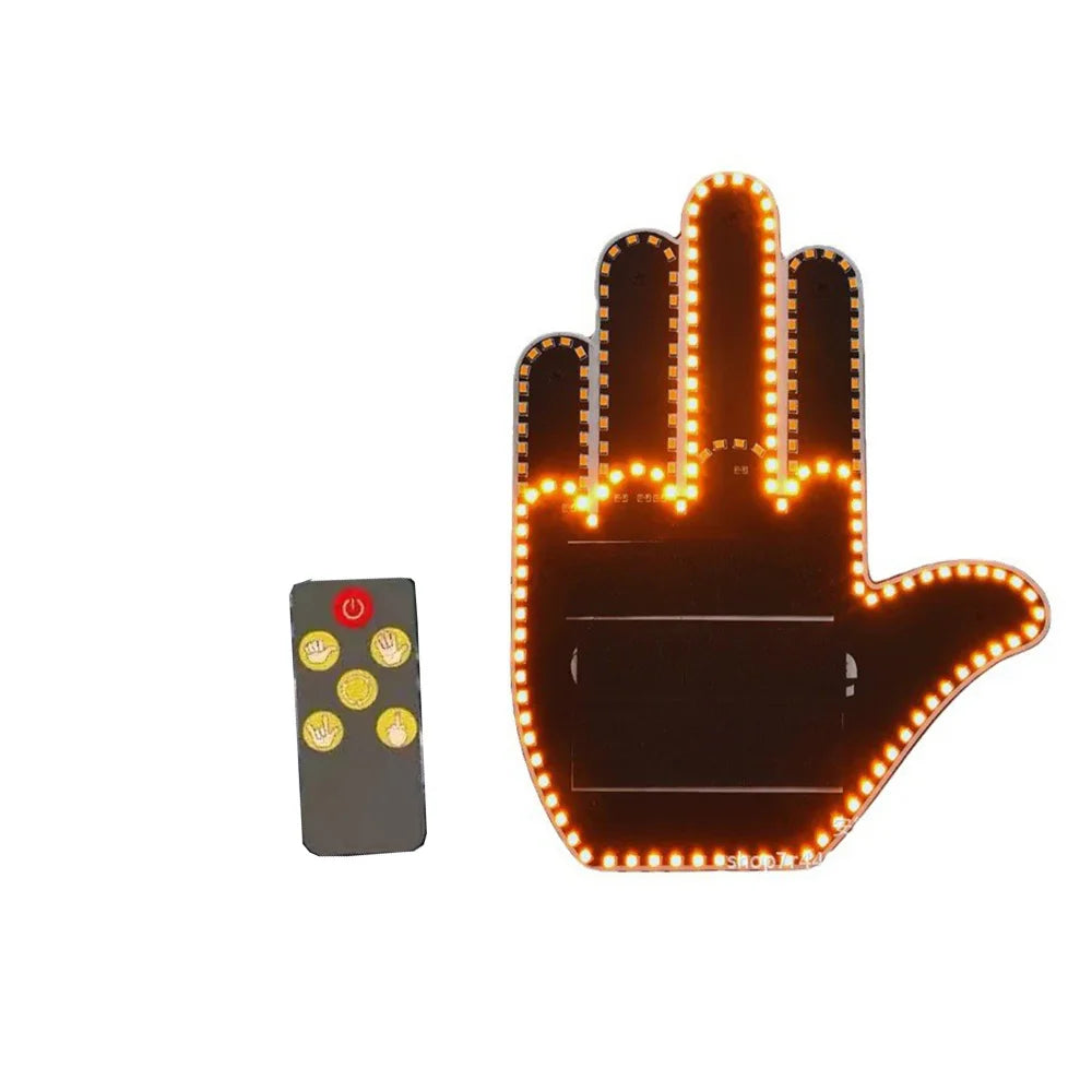 1 Set Car Finger Light with Remote Control Cool Funny Car Interior Light Finger up LED Middle Finger Hand Lamp Car Accessories 1