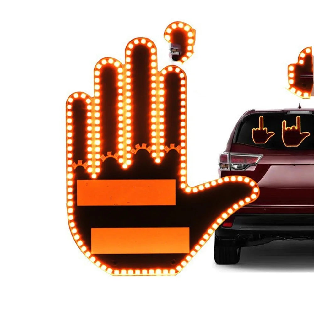 1 Set Car Finger Light with Remote Control Cool Funny Car Interior Light Finger up LED Middle Finger Hand Lamp Car Accessories 1